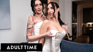 ADULT TIME - Érzéki, romantikus legelső együttlét a friss lesbi feleségek, Charlotte Sins és Melissa Stratton között